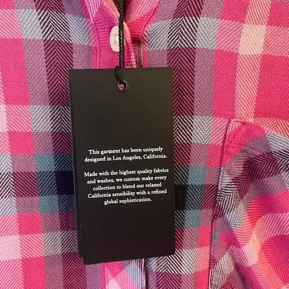 NWT Rails Womens Hunter Button Up Shirt S Magenta Stone Blue Plaid $188 Cabin - Picture 7 of 15